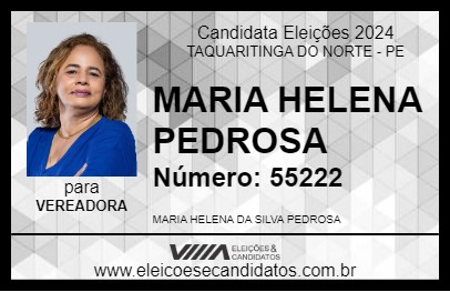 Candidato MARIA HELENA PEDROSA 2024 - TAQUARITINGA DO NORTE - Eleições