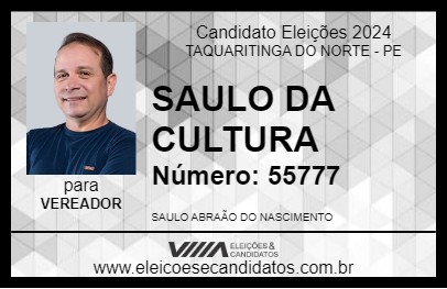 Candidato SAULO DA CULTURA 2024 - TAQUARITINGA DO NORTE - Eleições