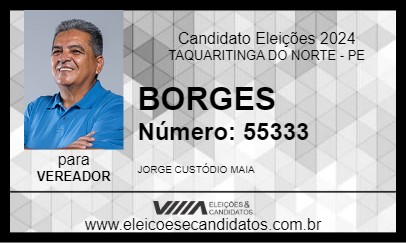 Candidato BORGES 2024 - TAQUARITINGA DO NORTE - Eleições