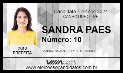 Candidato SANDRA PAES 2024 - CANHOTINHO - Eleições