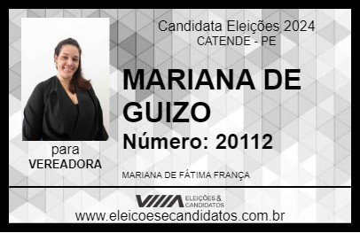 Candidato MARIANA DE GUIZO 2024 - CATENDE - Eleições