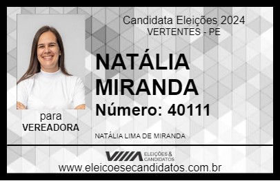 Candidato NATÁLIA MIRANDA 2024 - VERTENTES - Eleições