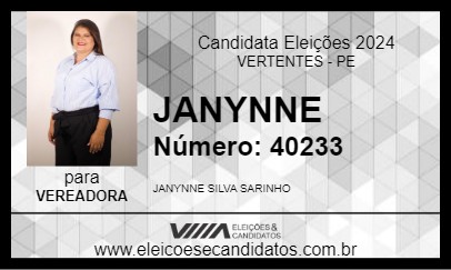 Candidato JANYNNE 2024 - VERTENTES - Eleições