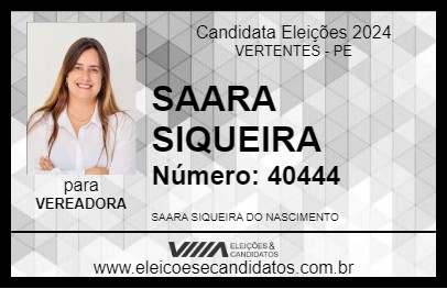 Candidato SAARA SIQUEIRA 2024 - VERTENTES - Eleições