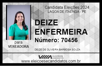 Candidato DEIZE ENFERMEIRA 2024 - LAGOA DE ITAENGA - Eleições