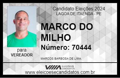 Candidato MARCO DO MILHO 2024 - LAGOA DE ITAENGA - Eleições