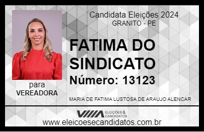 Candidato FATIMA DO SINDICATO 2024 - GRANITO - Eleições