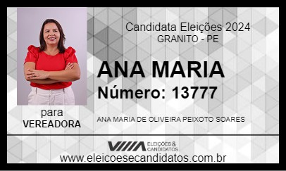 Candidato ANA MARIA 2024 - GRANITO - Eleições