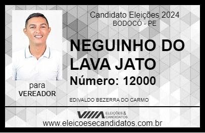 Candidato NEGUINHO DO LAVA JATO 2024 - BODOCÓ - Eleições