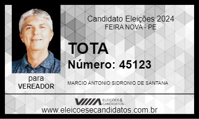 Candidato TOTA 2024 - FEIRA NOVA - Eleições