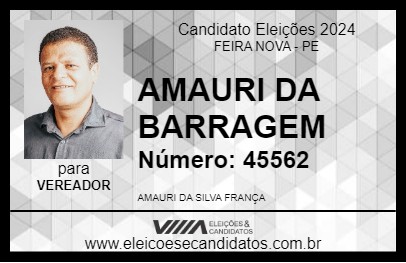 Candidato AMAURI DA BARRAGEM 2024 - FEIRA NOVA - Eleições