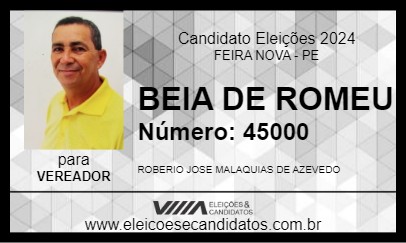 Candidato BEIA DE ROMEU 2024 - FEIRA NOVA - Eleições