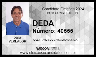 Candidato DEDA 2024 - BOM CONSELHO - Eleições