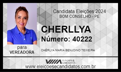 Candidato CHERLYA 2024 - BOM CONSELHO - Eleições