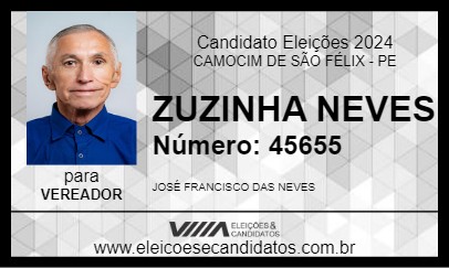 Candidato ZUZINHA NEVES 2024 - CAMOCIM DE SÃO FÉLIX - Eleições