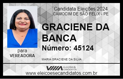 Candidato GRACIENE DA BANCA 2024 - CAMOCIM DE SÃO FÉLIX - Eleições