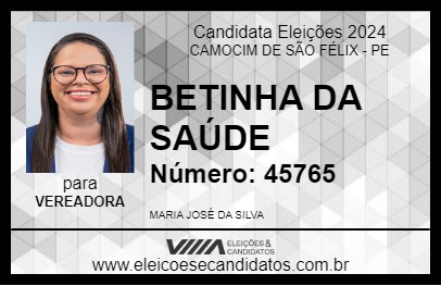 Candidato BETINHA DA SAÚDE 2024 - CAMOCIM DE SÃO FÉLIX - Eleições