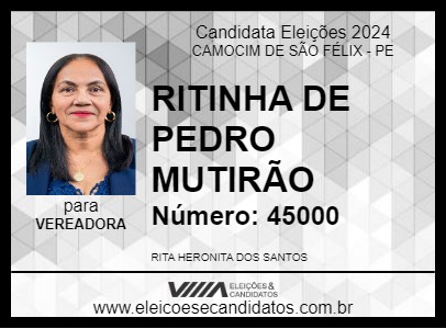 Candidato RITINHA DE PEDRO MUTIRÃO 2024 - CAMOCIM DE SÃO FÉLIX - Eleições