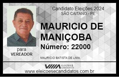 Candidato MAURICIO DE MANIÇOBA 2024 - SÃO CAITANO - Eleições