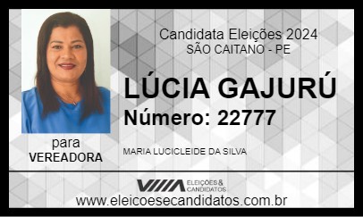 Candidato LÚCIA GAJURÚ 2024 - SÃO CAITANO - Eleições