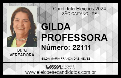 Candidato GILDA PROFESSORA 2024 - SÃO CAITANO - Eleições