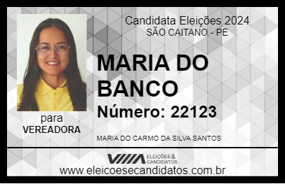 Candidato MARIA DO BANCO 2024 - SÃO CAITANO - Eleições