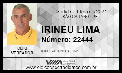 Candidato IRINEU LIMA 2024 - SÃO CAITANO - Eleições