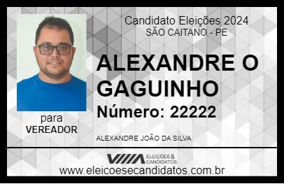 Candidato ALEXANDRE O GAGUINHO 2024 - SÃO CAITANO - Eleições