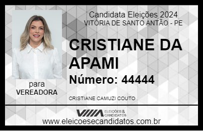 Candidato CRISTIANE DA APAMI 2024 - VITÓRIA DE SANTO ANTÃO - Eleições