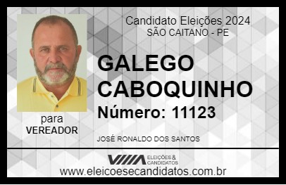 Candidato GALEGO CABOQUINHO 2024 - SÃO CAITANO - Eleições