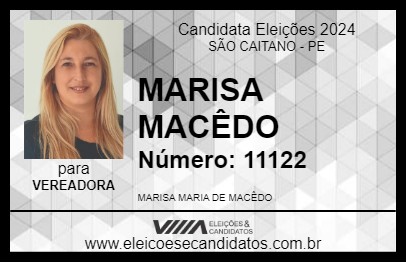 Candidato MARISA MACÊDO 2024 - SÃO CAITANO - Eleições