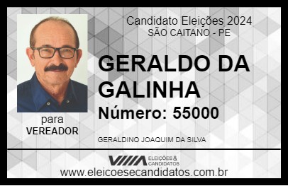 Candidato GERALDO DA GALINHA 2024 - SÃO CAITANO - Eleições