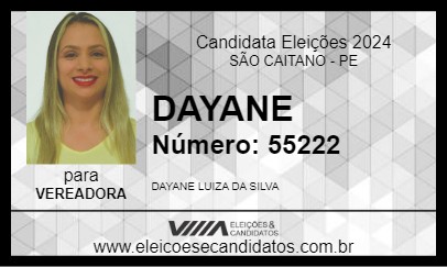 Candidato DAYANE 2024 - SÃO CAITANO - Eleições