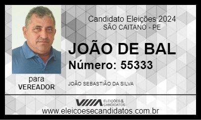 Candidato JOÃO DE BAL 2024 - SÃO CAITANO - Eleições