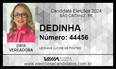 Candidato LEIDIANE DEDINHA 2024 - SÃO CAITANO - Eleições