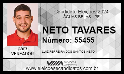 Candidato NETO TAVARES 2024 - ÁGUAS BELAS - Eleições