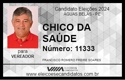 Candidato CHICO DA SAÚDE 2024 - ÁGUAS BELAS - Eleições