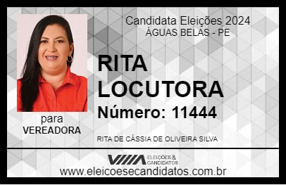 Candidato RITA LOCUTORA 2024 - ÁGUAS BELAS - Eleições