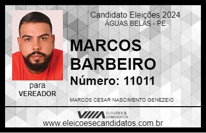 Candidato MARCOS BARBEIRO 2024 - ÁGUAS BELAS - Eleições