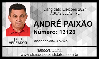 Candidato ANDRÉ PAIXÃO 2024 - ÁGUAS BELAS - Eleições