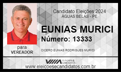 Candidato EUNIAS MURICI 2024 - ÁGUAS BELAS - Eleições