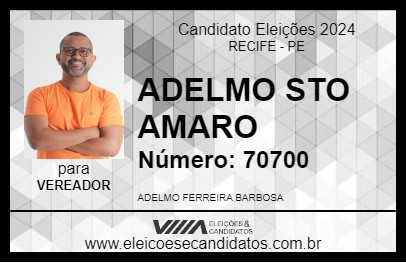 Candidato ADELMO STO AMARO 2024 - RECIFE - Eleições