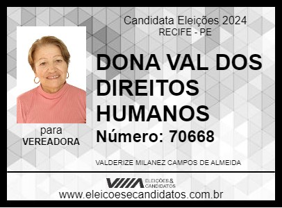 Candidato DONA VAL DOS DIREITOS HUMANOS 2024 - RECIFE - Eleições