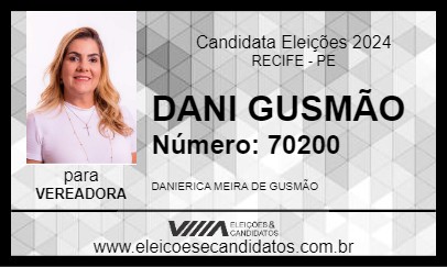 Candidato DANI GUSMÃO 2024 - RECIFE - Eleições