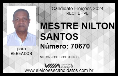 Candidato MESTRE NILTON SANTOS 2024 - RECIFE - Eleições