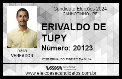 Candidato ERIVALDO DE TUPY 2024 - CANHOTINHO - Eleições