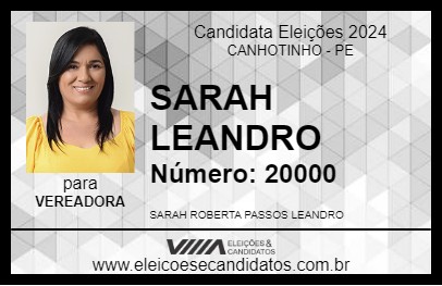 Candidato SARAH LEANDRO 2024 - CANHOTINHO - Eleições