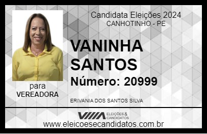 Candidato VANINHA SANTOS 2024 - CANHOTINHO - Eleições