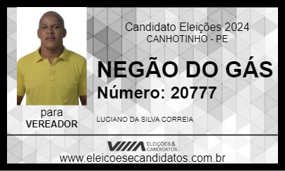 Candidato NEGÃO DO GÁS 2024 - CANHOTINHO - Eleições