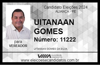 Candidato UITANAAN GOMES 2024 - ALIANÇA - Eleições